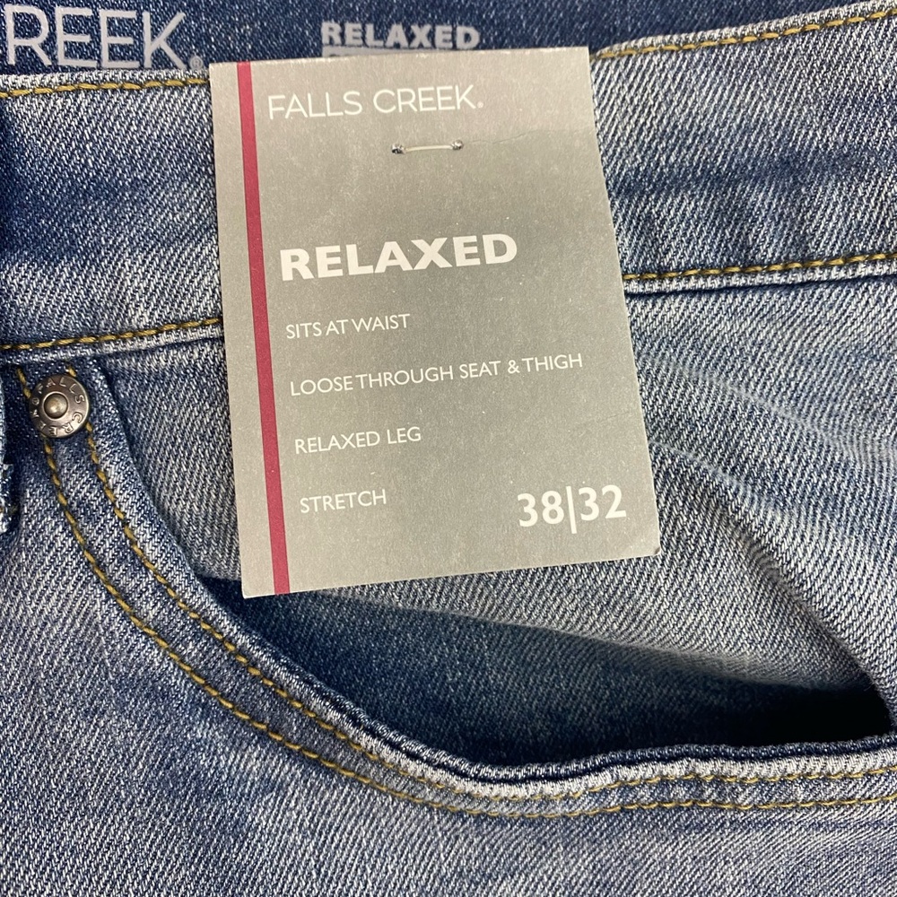 Falls Creek Blue Denim Jeans Size 38/32 Relaxed Stretch - Picture 6 of 6